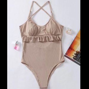NWT Minimalist Ruffle Trim One Piece Swimsuit